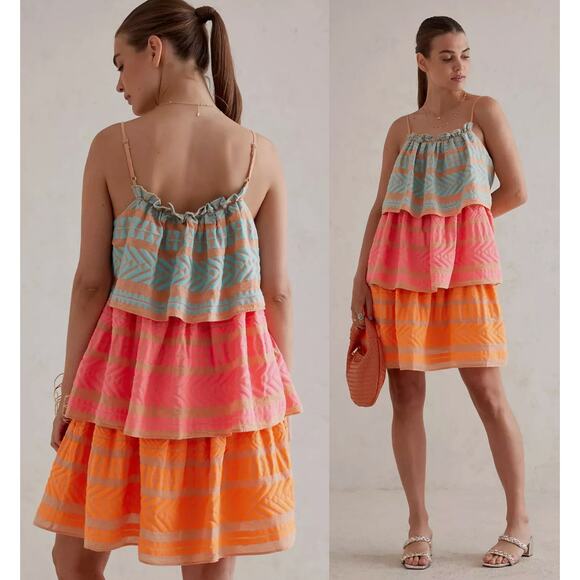 Devotion TWINS Multicolor Tiered Mini Dress - Picture 1 of 9